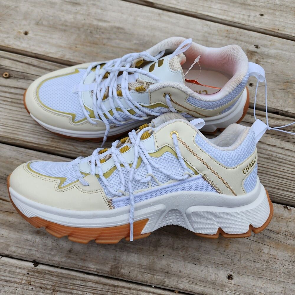 NEW Charly Womens Size 11 Survivor Women Athletic Walking Shoes Beige White Gold